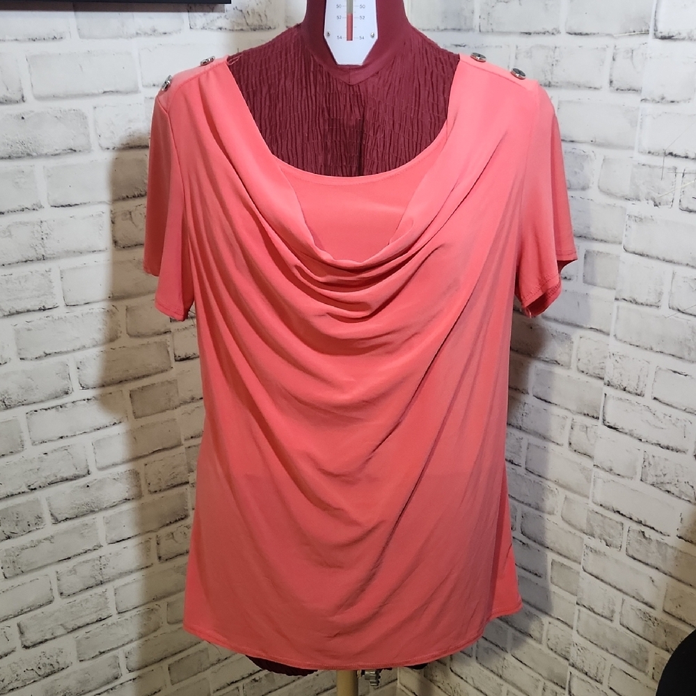 American City Wear Coral Drape Neck Blouse